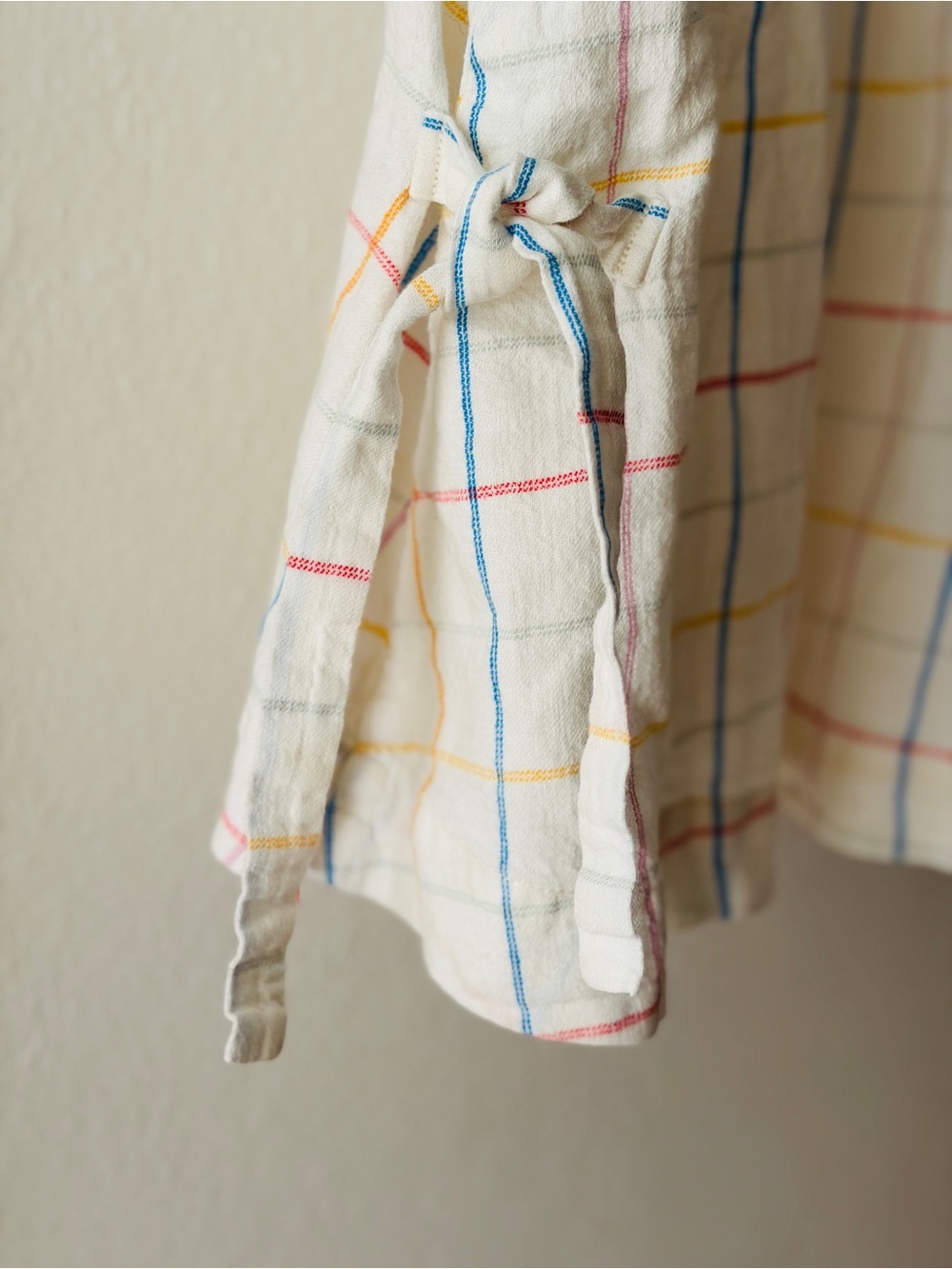 Madewell White Windowpane Check V-Neck Tank with Blue, Red, Yellow Lines - Picture 2 of 4